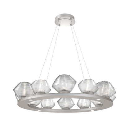 Mesa Ring LED Chandelier in Beige Silver/Clear Blown Glass (36.7-Inch).