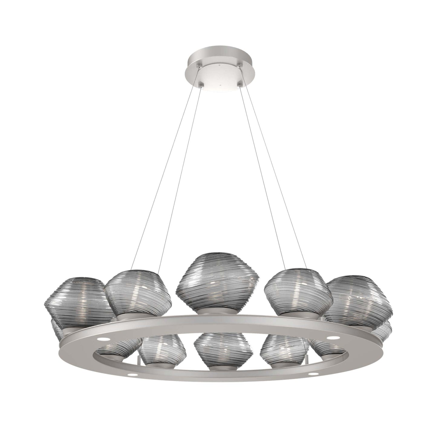Mesa Ring LED Chandelier in Beige Silver/Smoke Blown Glass (36.7-Inch).