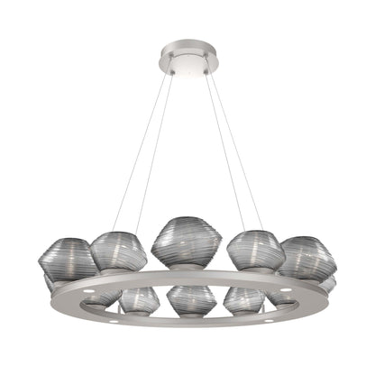 Mesa Ring LED Chandelier in Beige Silver/Smoke Blown Glass (36.7-Inch).
