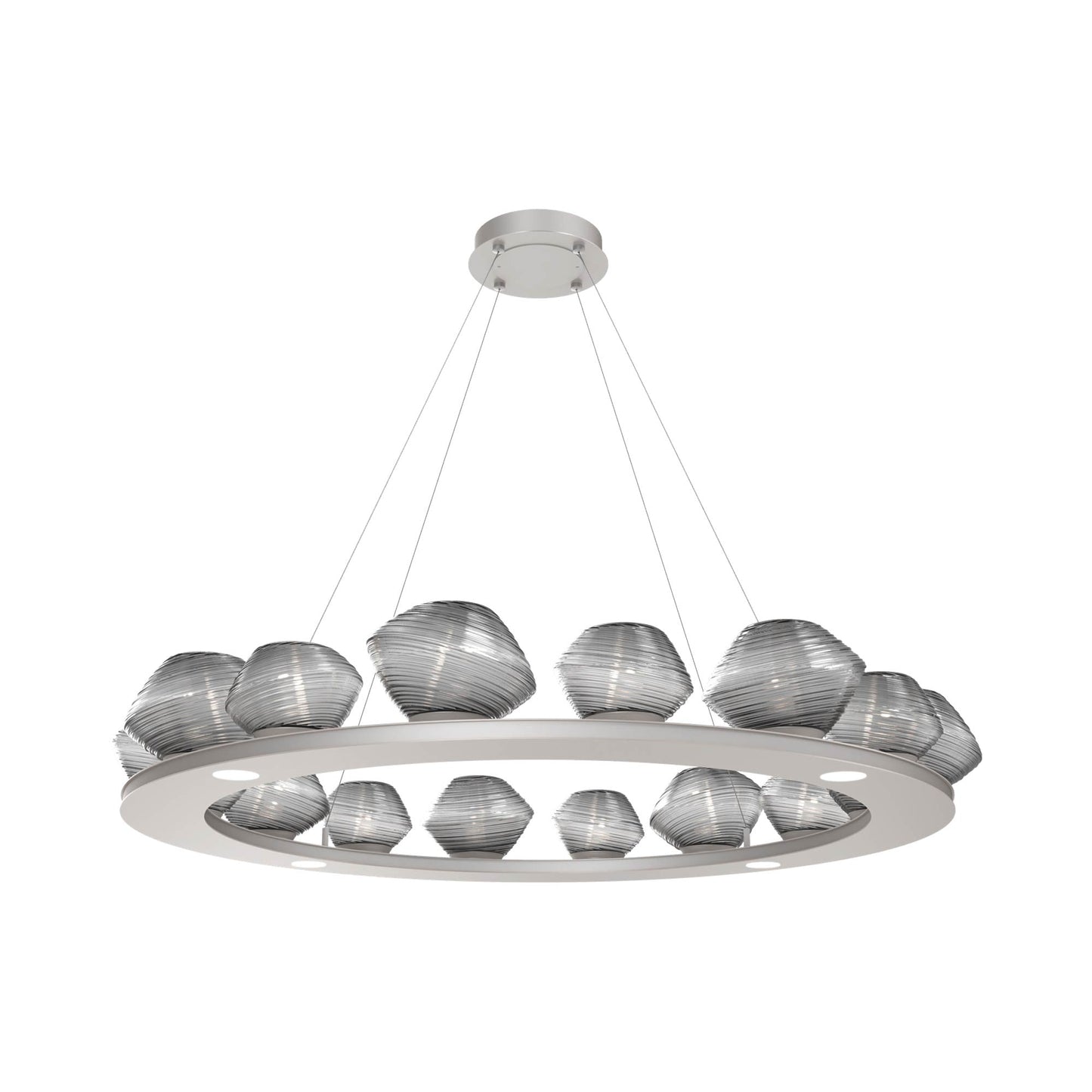 Mesa Ring LED Chandelier in Beige Silver/Smoke Blown Glass (46.8-Inch).