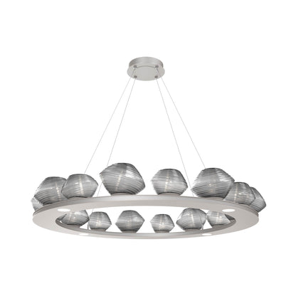Mesa Ring LED Chandelier in Beige Silver/Smoke Blown Glass (46.8-Inch).