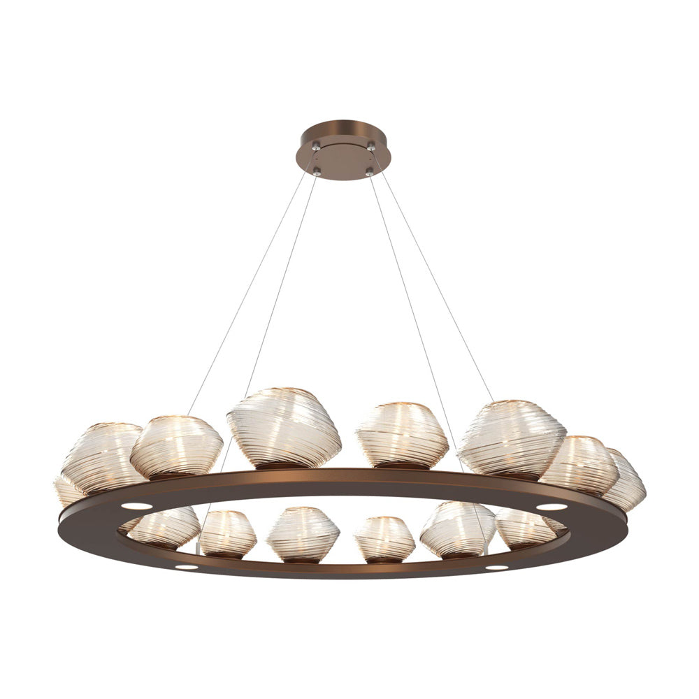 Mesa Ring LED Chandelier in Burnished Bronze/Amber Blown Glass (46.8-Inch).