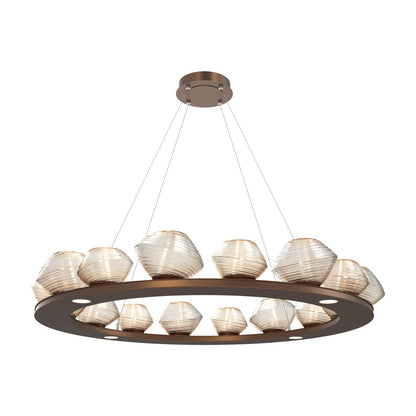 Mesa Ring LED Chandelier in Burnished Bronze/Amber Blown Glass (46.8-Inch).
