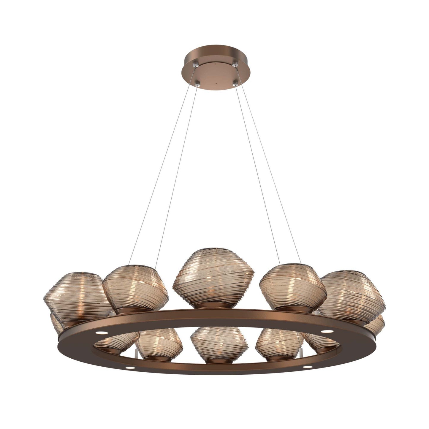 Mesa Ring LED Chandelier in Burnished Bronze/Bronze Blown Glass (36.7-Inch).