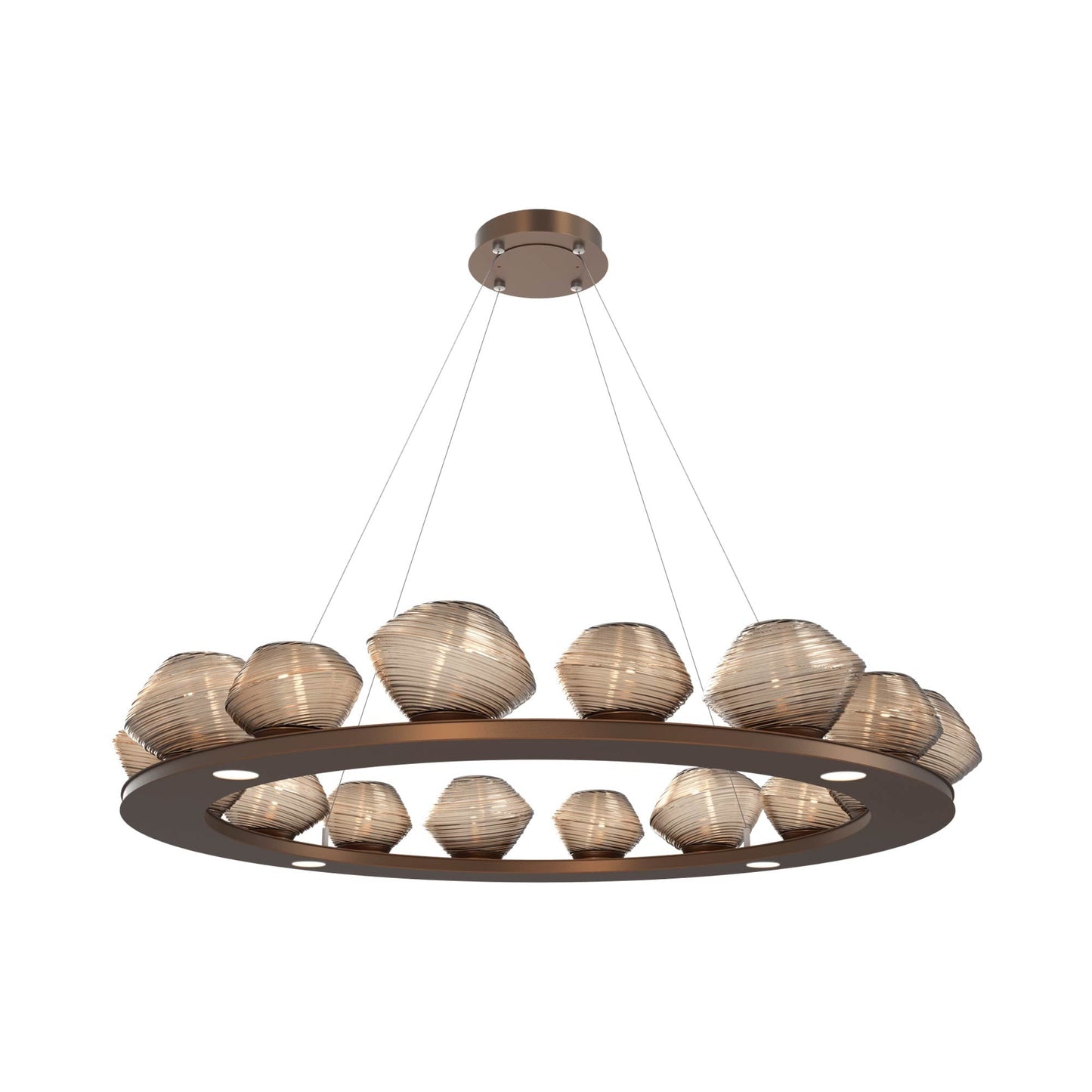 Mesa Ring LED Chandelier in Burnished Bronze/Bronze Blown Glass (46.8-Inch).