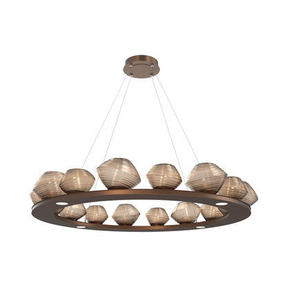 Mesa Ring LED Chandelier in Burnished Bronze/Bronze Blown Glass (46.8-Inch).