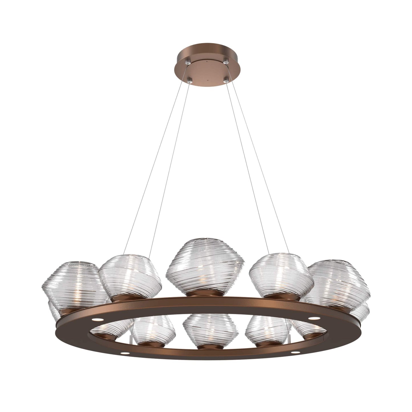 Mesa Ring LED Chandelier in Burnished Bronze/Clear Blown Glass (36.7-Inch).