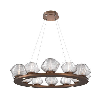 Mesa Ring LED Chandelier in Burnished Bronze/Clear Blown Glass (36.7-Inch).