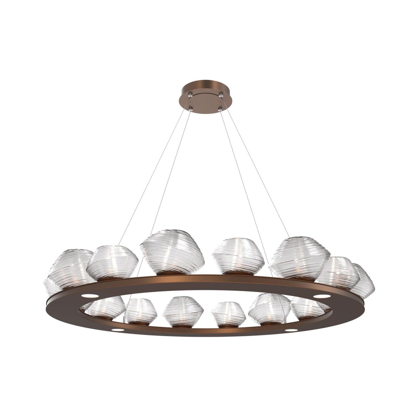 Mesa Ring LED Chandelier in Burnished Bronze/Clear Blown Glass (46.8-Inch).