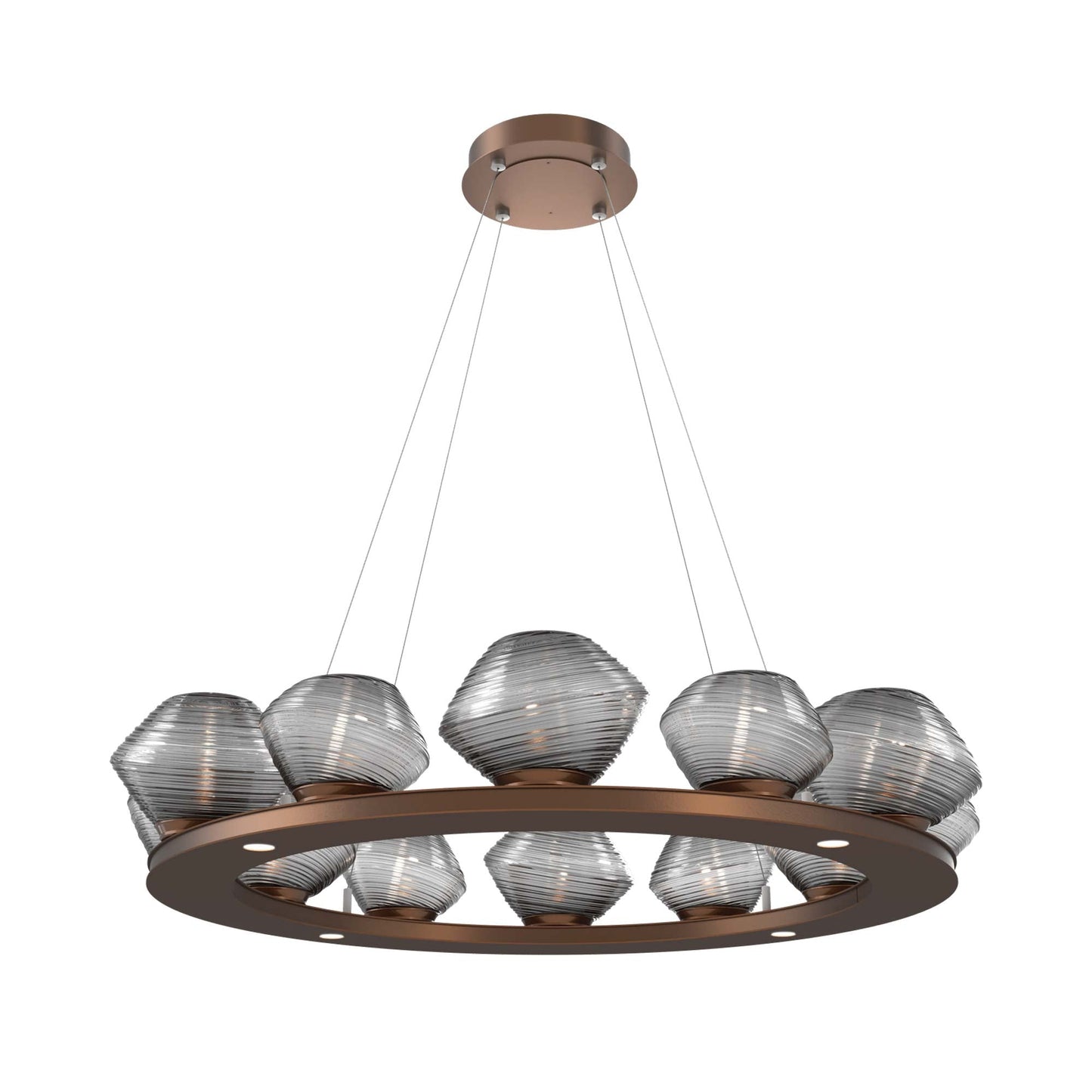 Mesa Ring LED Chandelier in Burnished Bronze/Smoke Blown Glass (36.7-Inch).