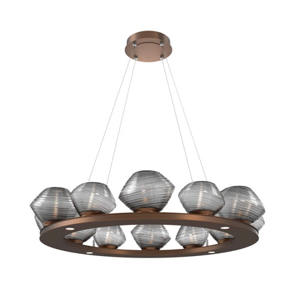 Mesa Ring LED Chandelier in Burnished Bronze/Smoke Blown Glass (36.7-Inch).
