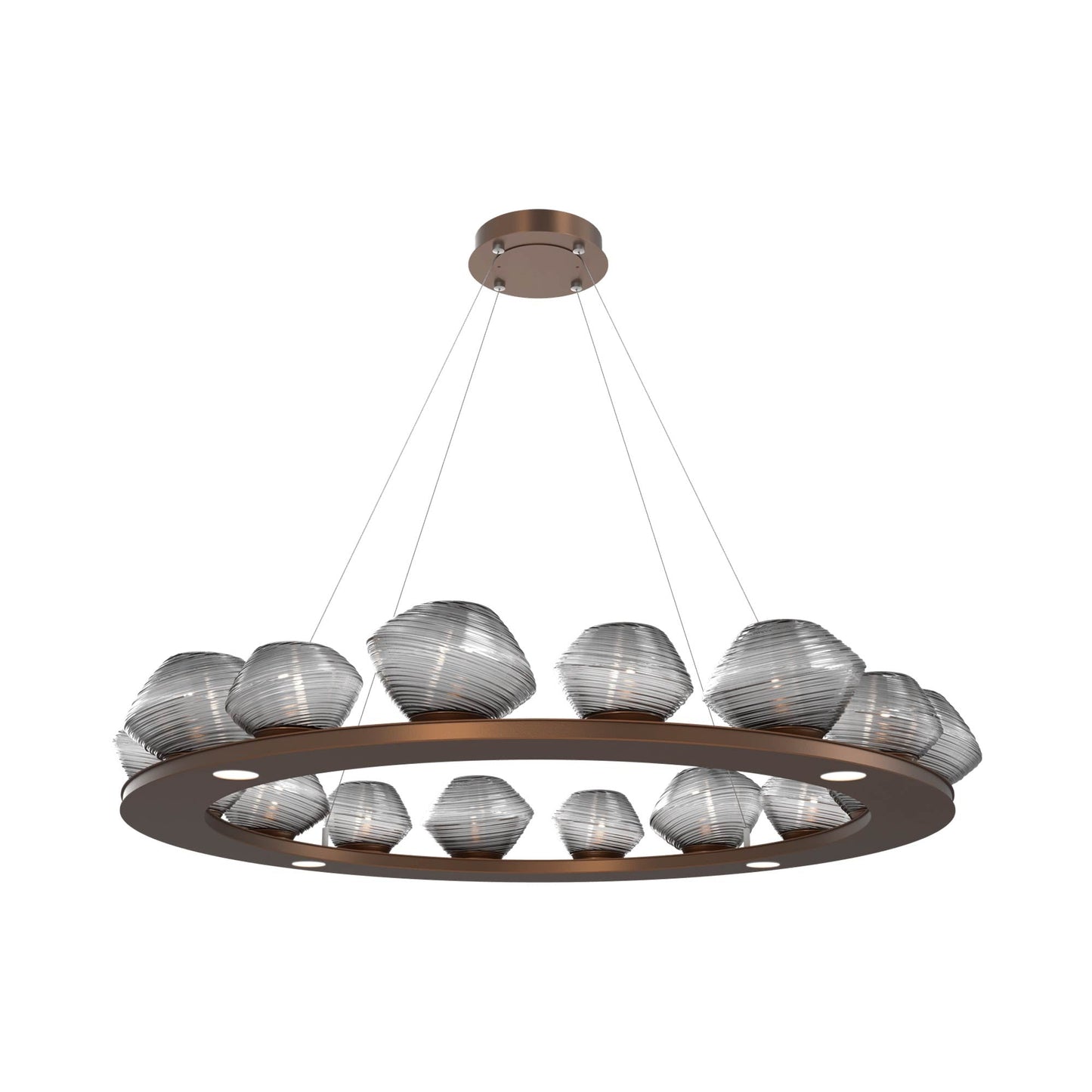 Mesa Ring LED Chandelier in Burnished Bronze/Smoke Blown Glass (46.8-Inch).