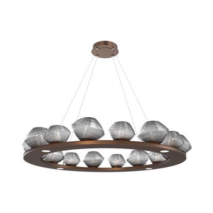 Mesa Ring LED Chandelier in Burnished Bronze/Smoke Blown Glass (46.8-Inch).