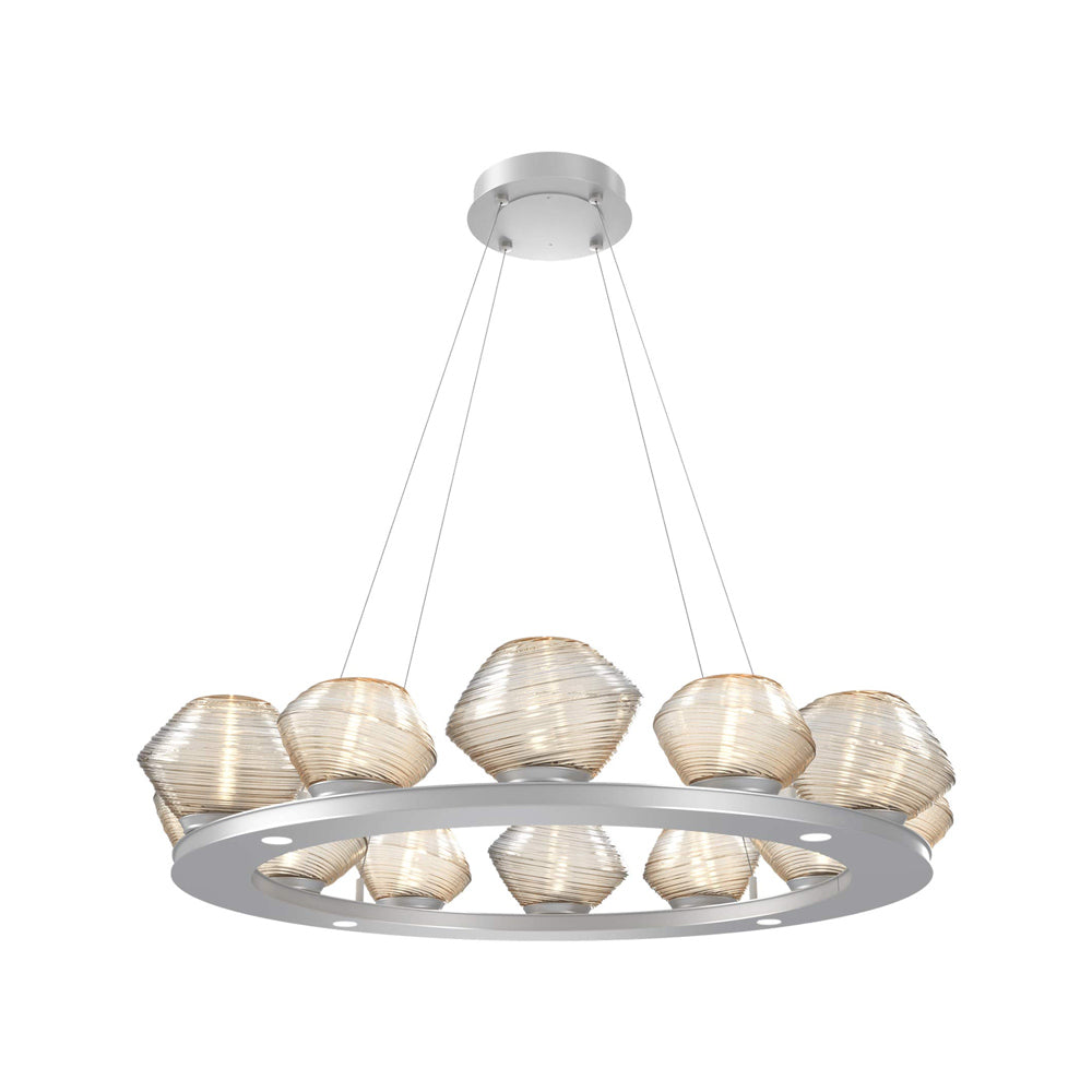 Mesa Ring LED Chandelier in Classic Silver/Amber Blown Glass (36.7-Inch).