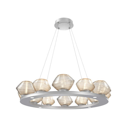 Mesa Ring LED Chandelier in Classic Silver/Amber Blown Glass (36.7-Inch).
