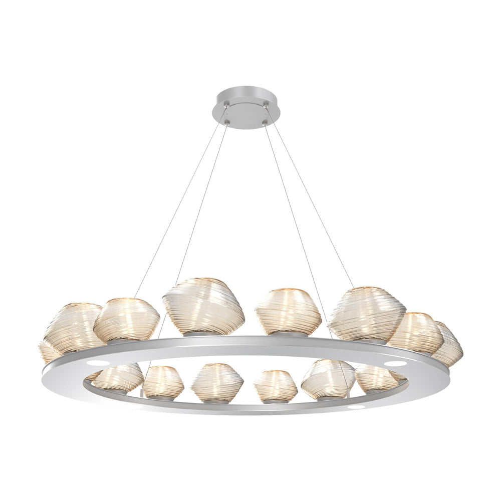 Mesa Ring LED Chandelier in Classic Silver/Amber Blown Glass (46.8-Inch).
