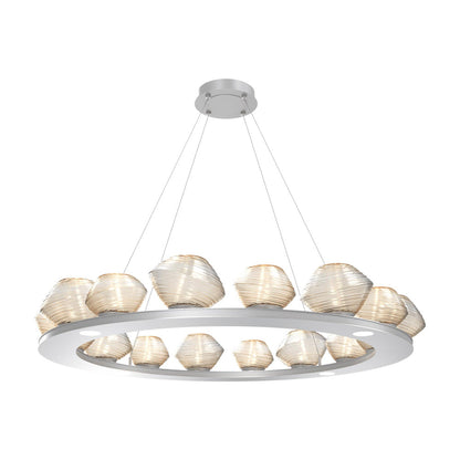 Mesa Ring LED Chandelier in Classic Silver/Amber Blown Glass (46.8-Inch).