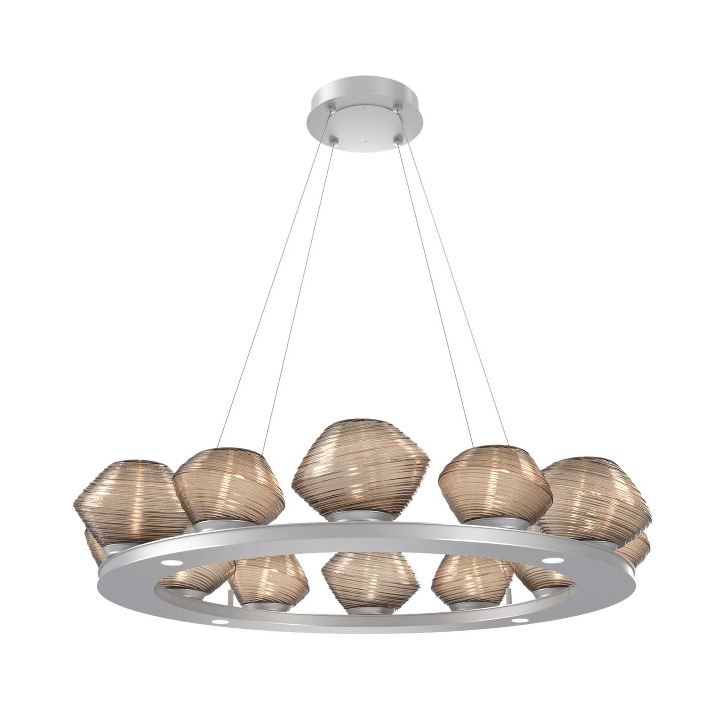 Mesa Ring LED Chandelier in Classic Silver/Bronze Blown Glass (36.7-Inch).
