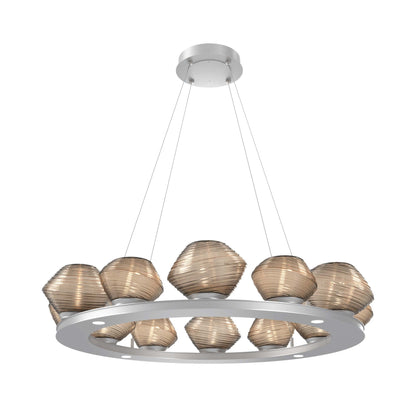 Mesa Ring LED Chandelier in Classic Silver/Bronze Blown Glass (36.7-Inch).