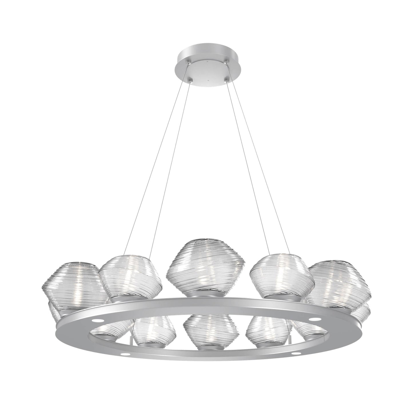 Mesa Ring LED Chandelier in Classic Silver/Clear Blown Glass (36.7-Inch).