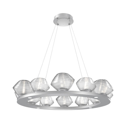 Mesa Ring LED Chandelier in Classic Silver/Clear Blown Glass (36.7-Inch).