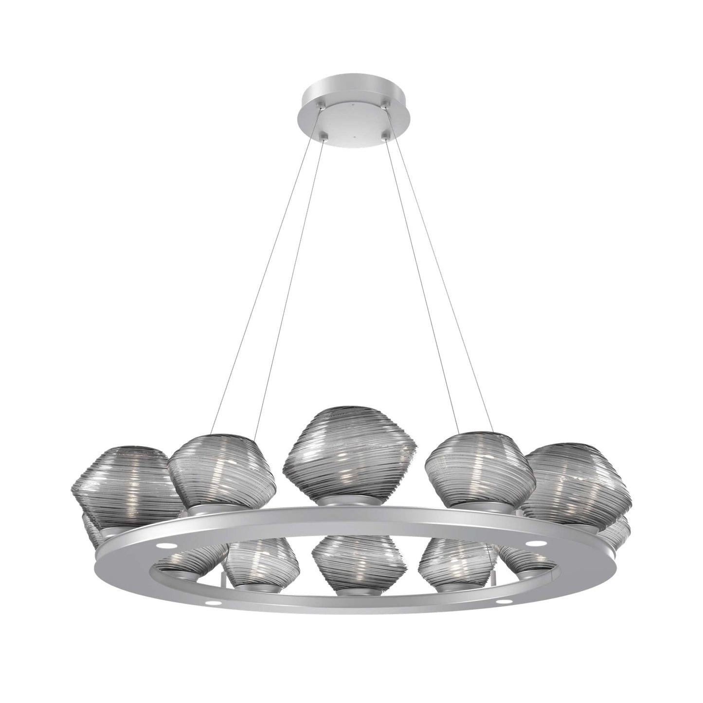 Mesa Ring LED Chandelier in Classic Silver/Smoke Blown Glass (36.7-Inch).