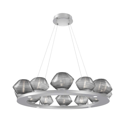 Mesa Ring LED Chandelier in Classic Silver/Smoke Blown Glass (36.7-Inch).