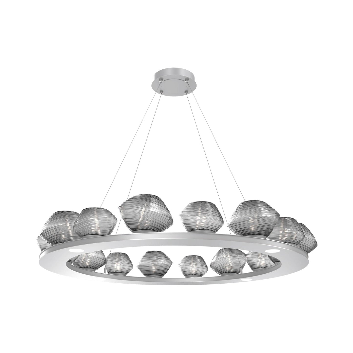 Mesa Ring LED Chandelier in Classic Silver/Smoke Blown Glass (46.8-Inch).