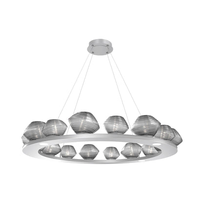 Mesa Ring LED Chandelier in Classic Silver/Smoke Blown Glass (46.8-Inch).