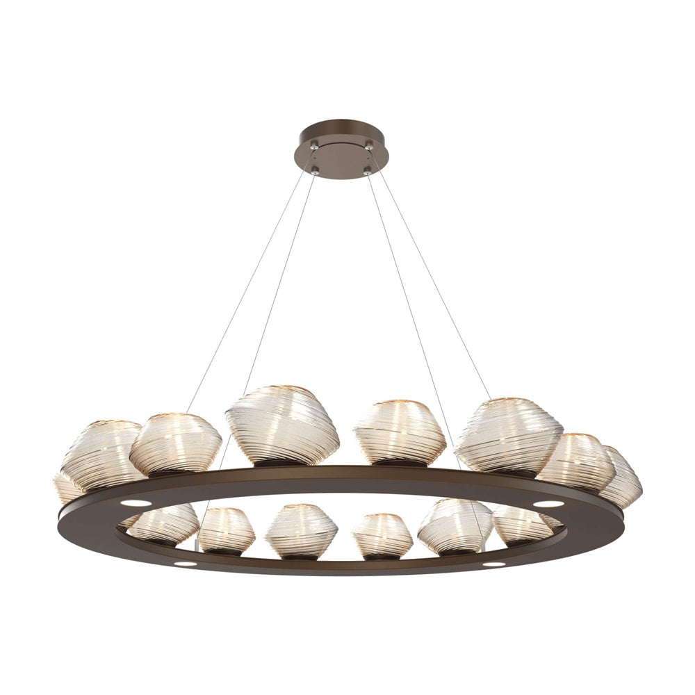 Mesa Ring LED Chandelier in Flat Bronze/Amber Blown Glass (46.8-Inch).