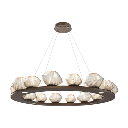 Mesa Ring LED Chandelier in Flat Bronze/Amber Blown Glass (46.8-Inch).