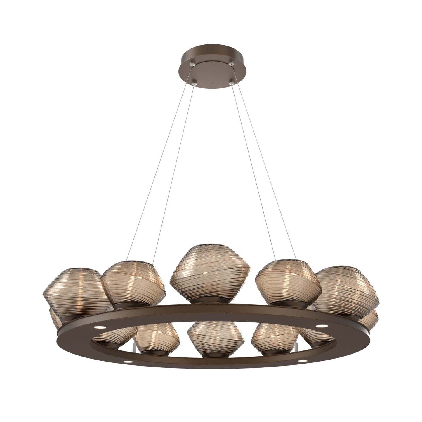 Mesa Ring LED Chandelier in Flat Bronze/Bronze Blown Glass (36.7-Inch).
