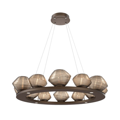 Mesa Ring LED Chandelier in Flat Bronze/Bronze Blown Glass (36.7-Inch).