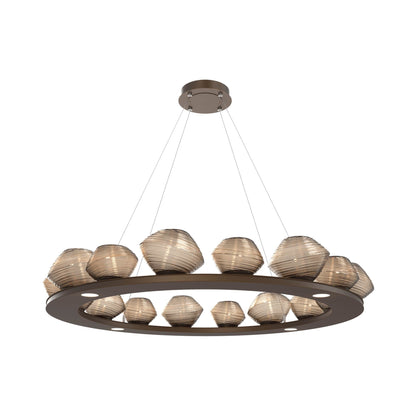 Mesa Ring LED Chandelier in Flat Bronze/Bronze Blown Glass (46.8-Inch).