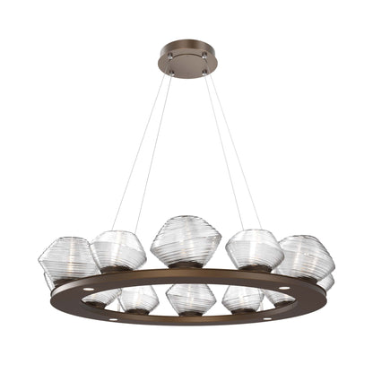 Mesa Ring LED Chandelier in Flat Bronze/Clear Blown Glass (36.7-Inch).