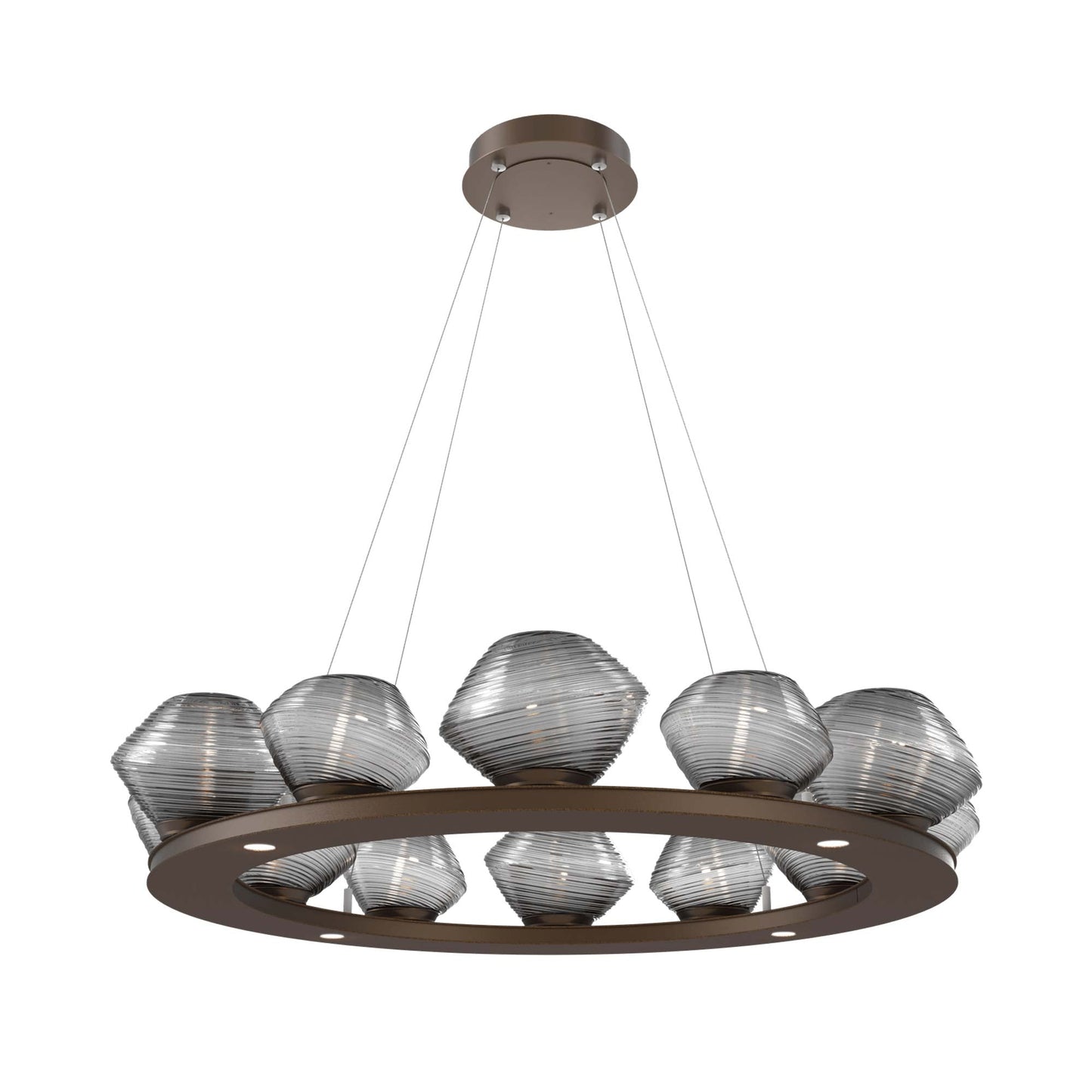 Mesa Ring LED Chandelier in Flat Bronze/Smoke Blown Glass (36.7-Inch).