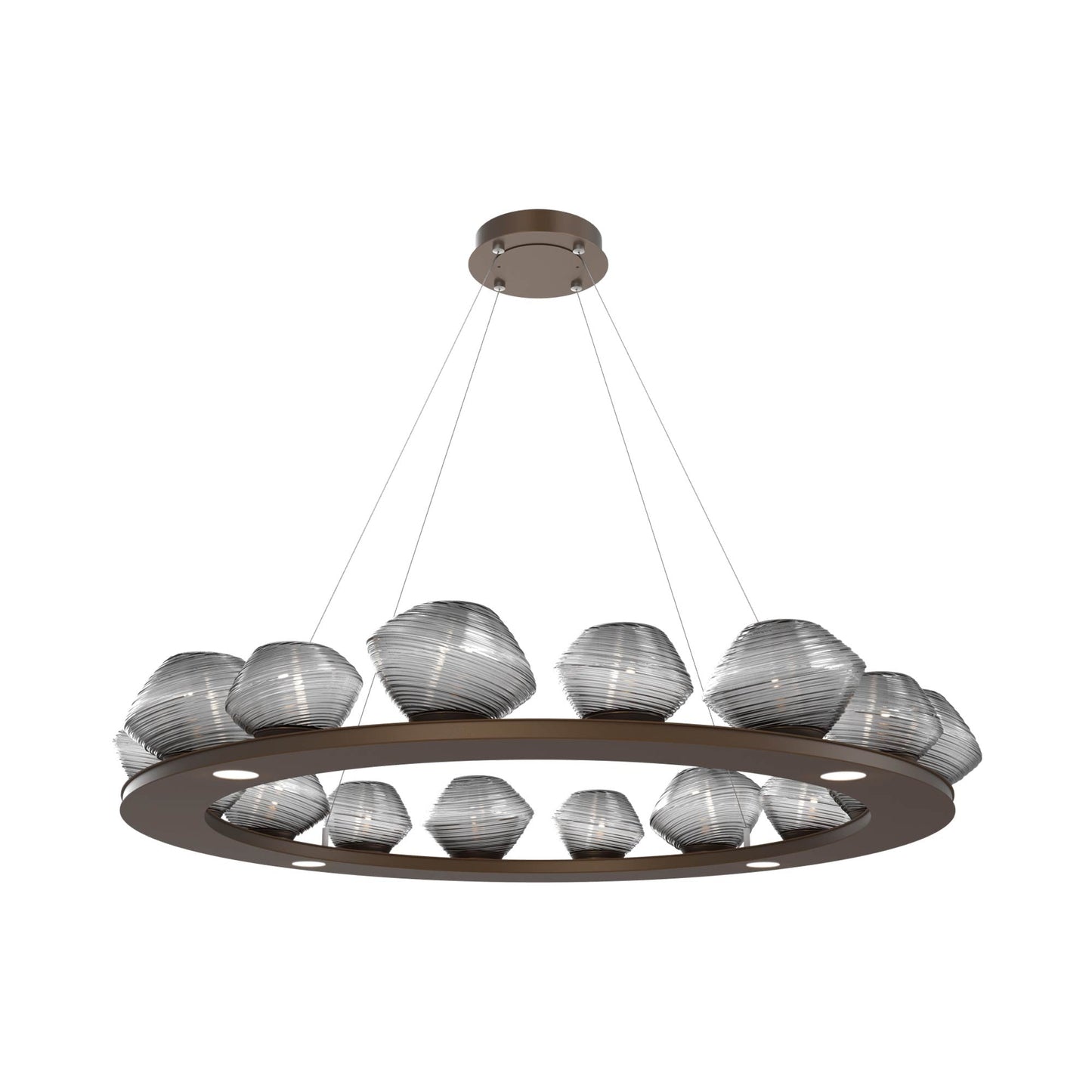 Mesa Ring LED Chandelier in Flat Bronze/Smoke Blown Glass (46.8-Inch).