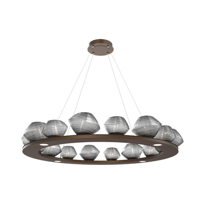 Mesa Ring LED Chandelier in Flat Bronze/Smoke Blown Glass (46.8-Inch).