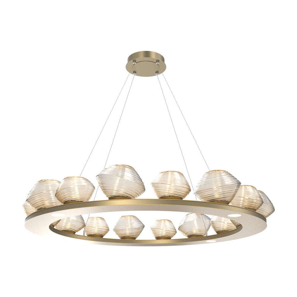 Mesa Ring LED Chandelier in Gilded Brass/Amber Blown Glass (46.8-Inch).