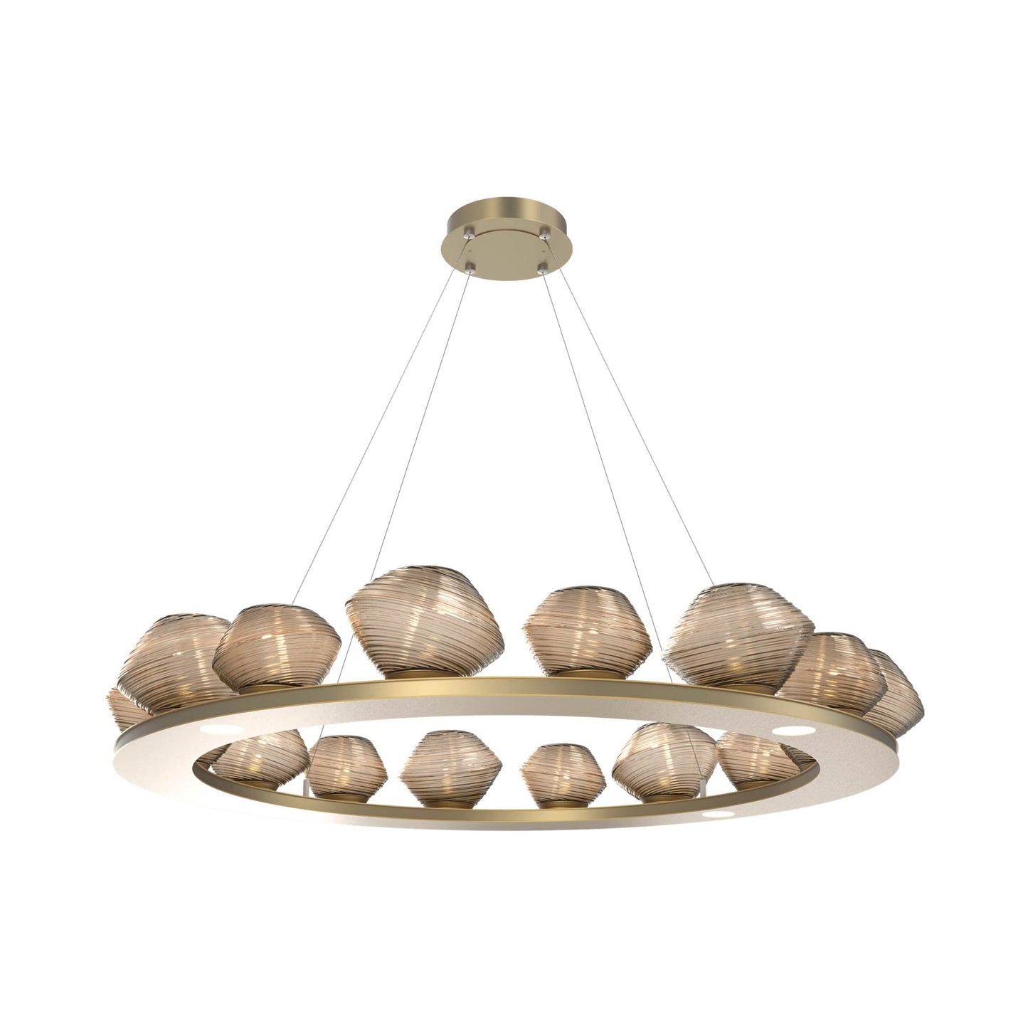 Mesa Ring LED Chandelier in Gilded Brass/Bronze Blown Glass (46.8-Inch).