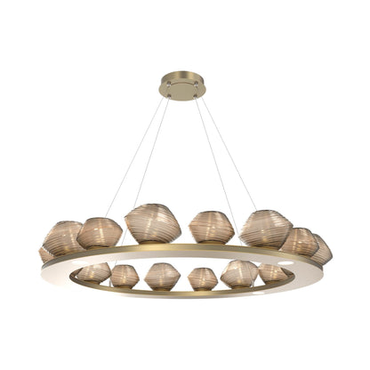 Mesa Ring LED Chandelier in Gilded Brass/Bronze Blown Glass (46.8-Inch).
