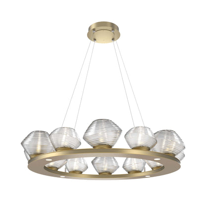 Mesa Ring LED Chandelier in Gilded Brass/Clear Blown Glass (36.7-Inch).