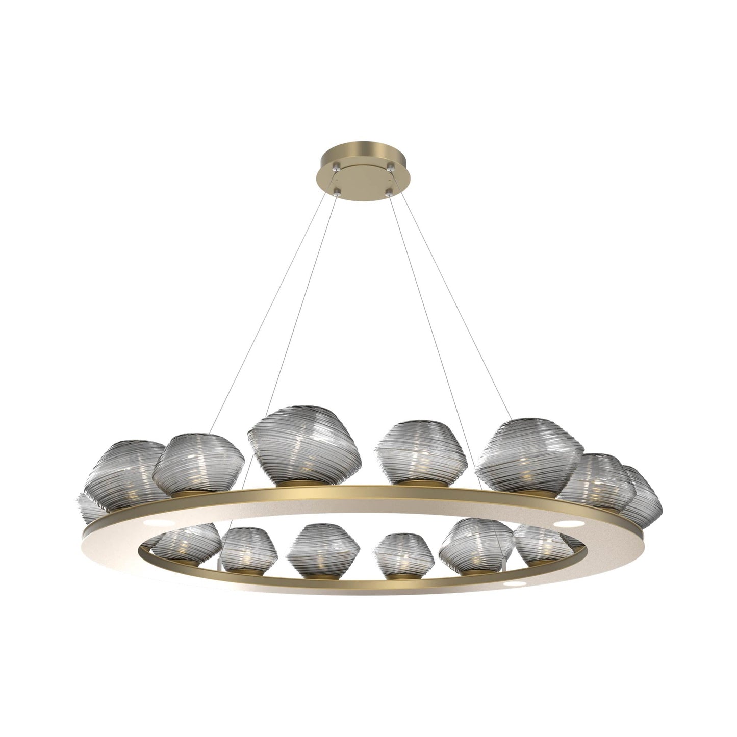 Mesa Ring LED Chandelier in Gilded Brass/Smoke Blown Glass (46.8-Inch).