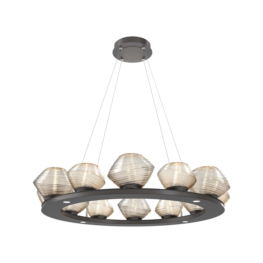 Mesa Ring LED Chandelier in Graphite/Amber Blown Glass (36.7-Inch).