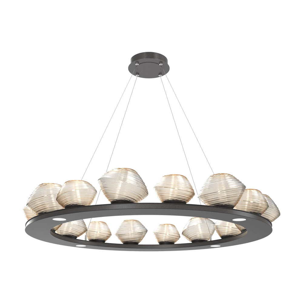 Mesa Ring LED Chandelier in Graphite/Amber Blown Glass (46.8-Inch).