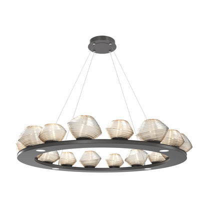 Mesa Ring LED Chandelier in Graphite/Amber Blown Glass (46.8-Inch).