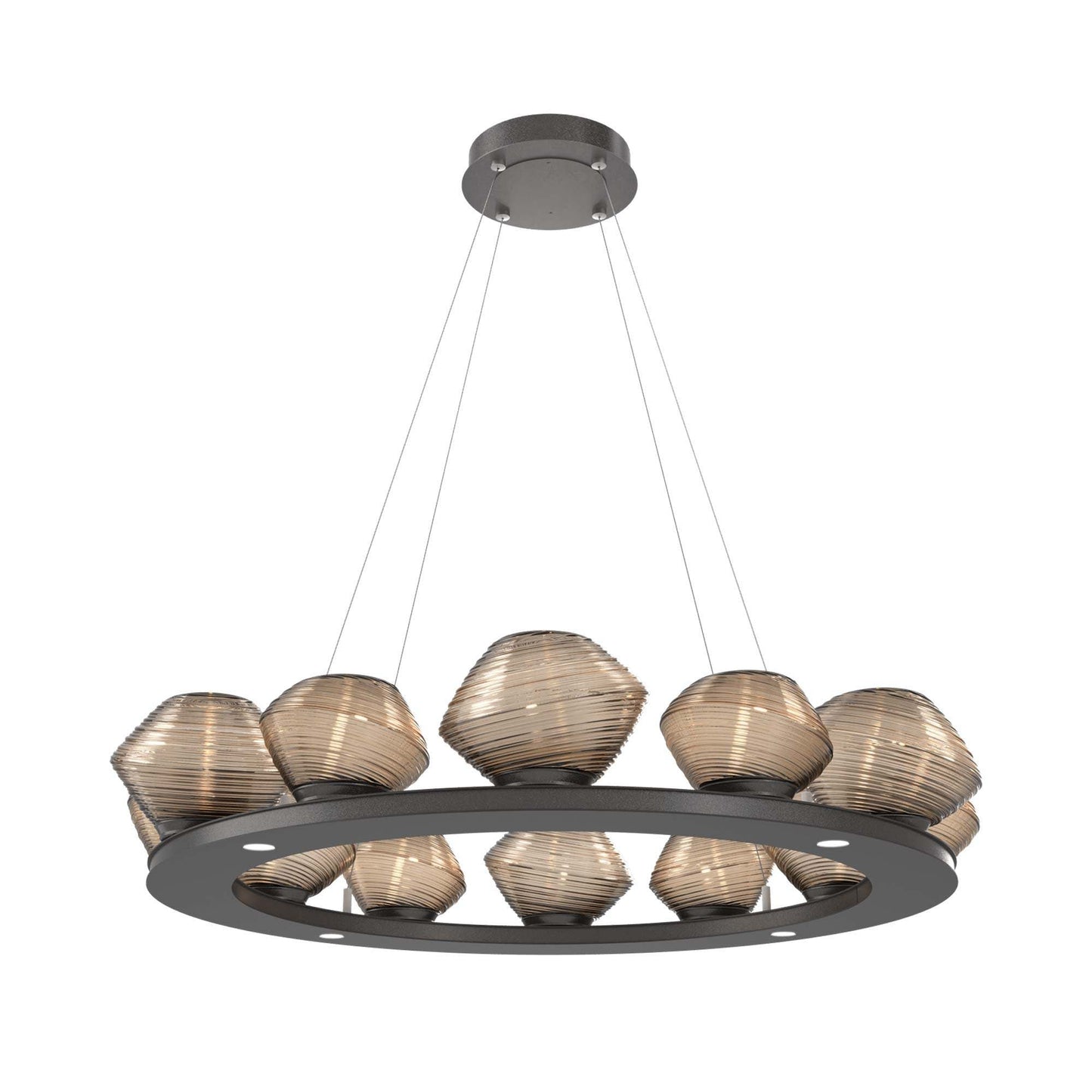 Mesa Ring LED Chandelier in Graphite/Bronze Blown Glass (36.7-Inch).