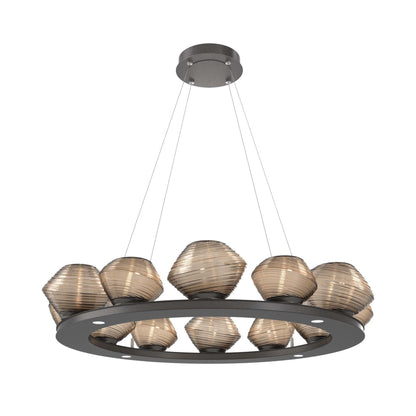 Mesa Ring LED Chandelier in Graphite/Bronze Blown Glass (36.7-Inch).