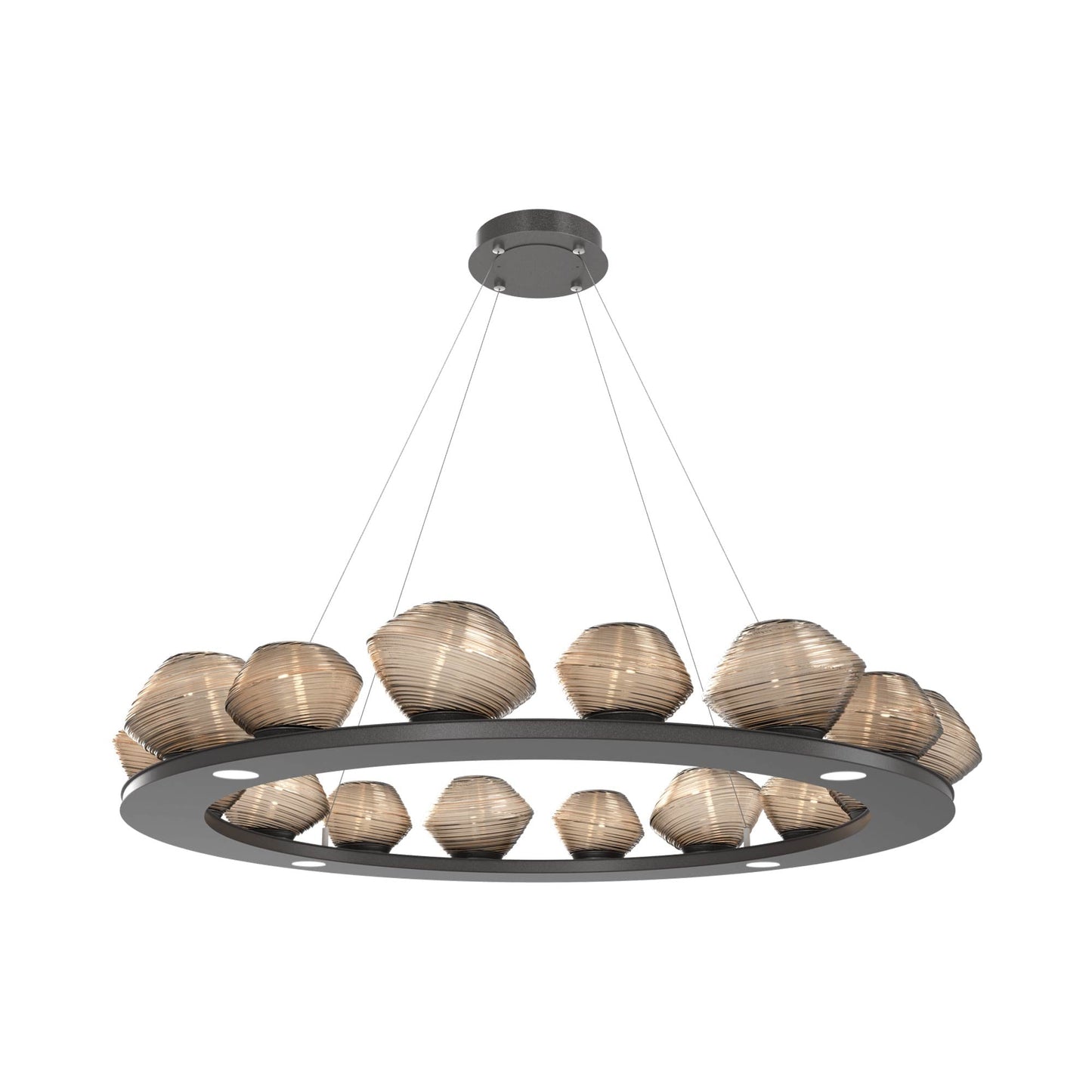Mesa Ring LED Chandelier in Graphite/Bronze Blown Glass (46.8-Inch).