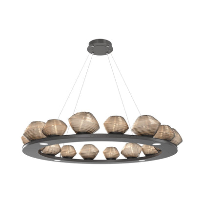 Mesa Ring LED Chandelier in Graphite/Bronze Blown Glass (46.8-Inch).